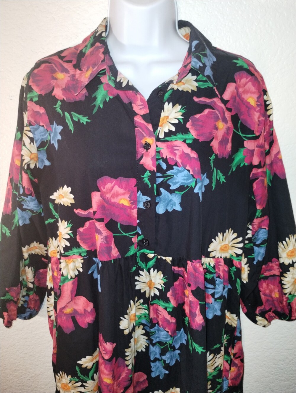 Maeve Anthropologie Dress Black Floral Print Size Small